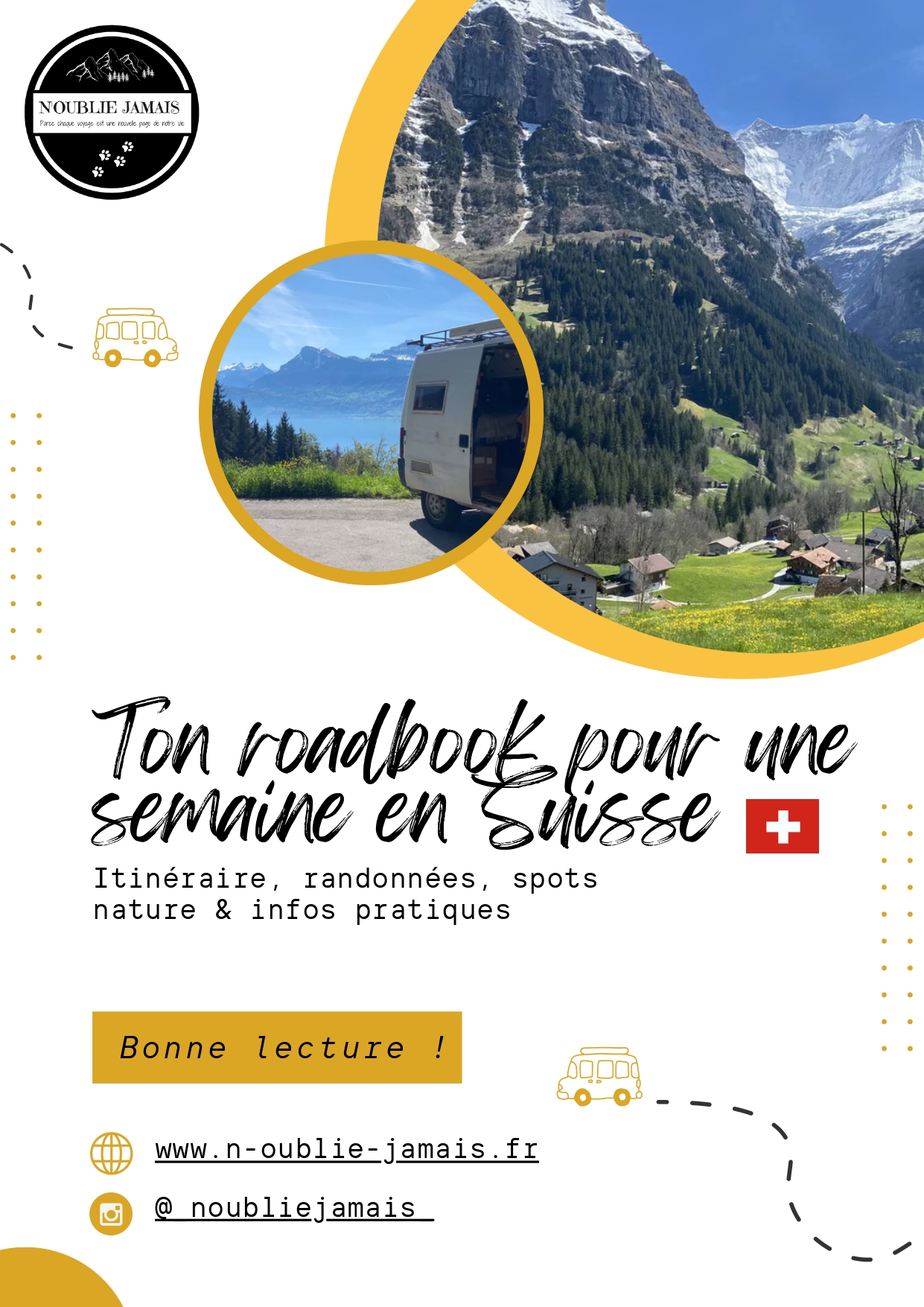 Page de couverture du roadbook 'Une semaine en Suisse' - guide voyage Suisse complet pour roadtrip et carnet de voyage