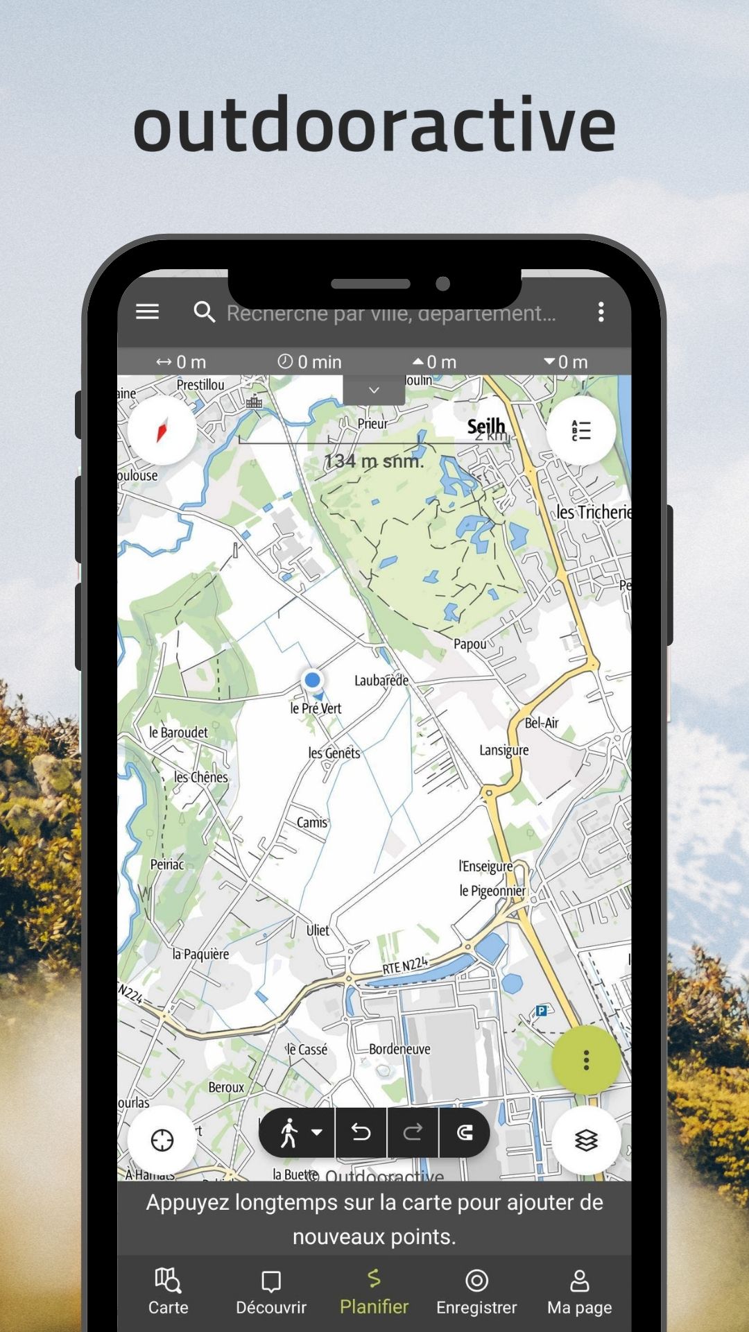Capture écran application Outdooractive carte IGN